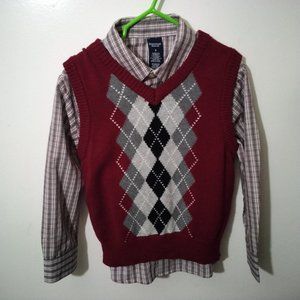 Boys size 6 sweater vest with button up shirt